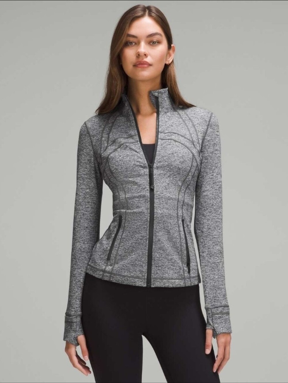 Lululemon Define Jacket Heathered Black Gray Zip | Size 8